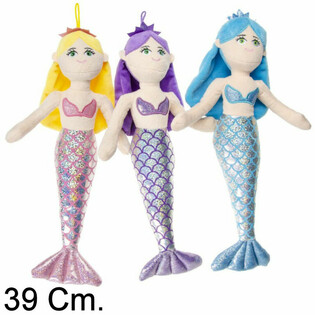 Suuri pehmolelu merenneitopoppe 39 cm - V&auml;riyhdistelm&auml; (12 kpl)