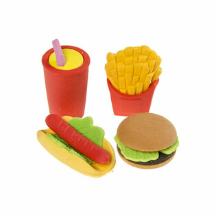 4-osainen Fast Food -pyyhekumisarja (Display-laatikko 12 kpl)