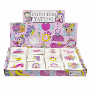 Prinsessa Fun -tatuoinnit - 48 paketin n&auml;ytt&ouml;teline