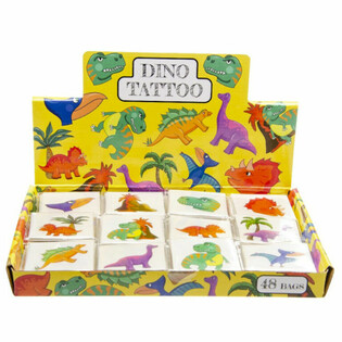 Dinosaurus-tatuoinnit, jokaisessa pakkauksessa 12 tatuointia (48 kpl)