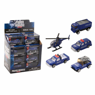 Die-Cast Poliisiajoneuvot Mix, Mittakaava 1:64 Esittelylaatikossa (24 kpl)