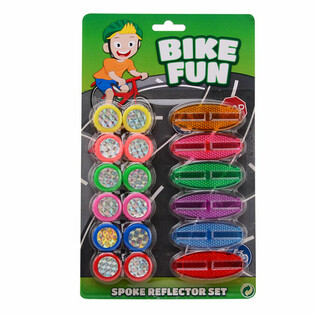 BIKE FUN - 18-osainen Heijastinsarja Polkupy&ouml;r&auml;n Pinnoihin Kortilla (1 kpl)