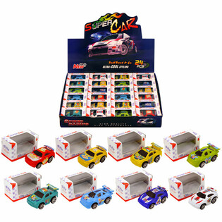 Pienet Pull Back -autot lahjapakkauksessa - Display (24 kpl)