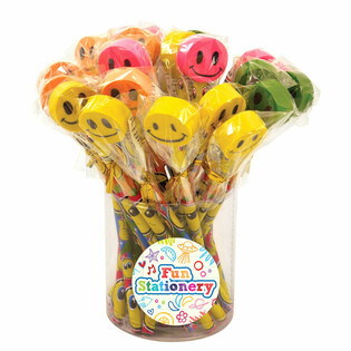 Iloiset Smiley-lyijykyn&auml;t pyyhekumilla (24 kpl)