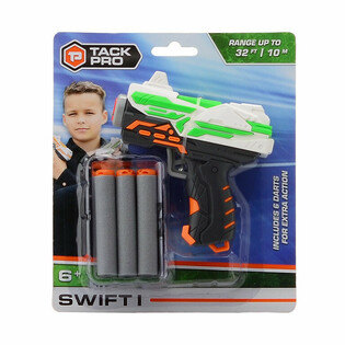 Tack Pro Swift I -leikkipistooli 6 pehme&auml;ll&auml; nuolella - 11 cm