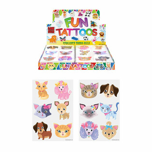 Fun Tattoos: Kissat & Koirat (96 kpl n&auml;ytt&ouml;teline)