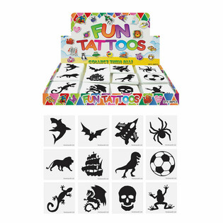 Fun Tatuointi - Malli: Pojat, jokaisessa pakkauksessa 12x tatuointia MYYNTITELINEESS&Auml; (48 kpl)