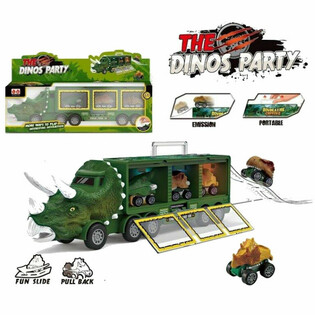 DINOSAURUS-REKKA JA 3x DINO-AUTOA - LEIKKISETTI ISOSSA LAHJAPAKKAUKSESSA