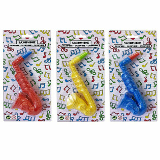 Lelusaksofoni - 16 cm - Lajitelma V&auml;rej&auml; - 12 kpl Kortissa