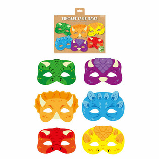 ECO-yst&auml;v&auml;lliset Dinosaurus-paperinaamiot (12 kpl)