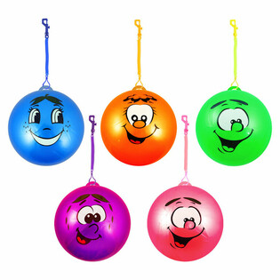 Smiley Face Bungee-pallo joustavalla narulla Ø 23 cm (24 kpl)