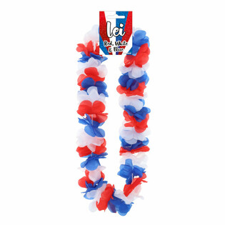 Havaijin kukkaseppele - Punainen / Valkoinen / Sininen (12 kpl)