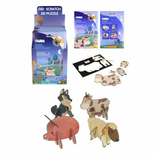 RAAPUTETTAVA 3D-PALAPELI - MAATILAN EL&Auml;IMET DISPLAY (18 kpl)
