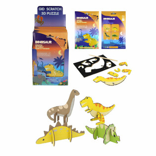 SCRATCH 3D Dinosaurus-palapelit - Display (18 kpl)