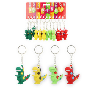3D Dinosaurus-avaimenper&auml;t - V&auml;risekoitus (12 kpl)