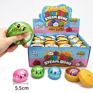 RAGE - Squishy GLITTER Bun Dumplings PIENI (Koko 5.5 x 5.5 x 3 cm) - Viral 2026 Fidget Toy (24 kpl.)
