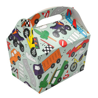 LASTEN ATERIALAATIKKO AUTO- JA AJONEUVOKUVIOLLA - 18.5x12x19 CM - FOODBOX - KIDSBOX (24 kpl)