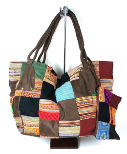 B-Fair Patchwork-laukku, suuri ruskea (1 kpl)
