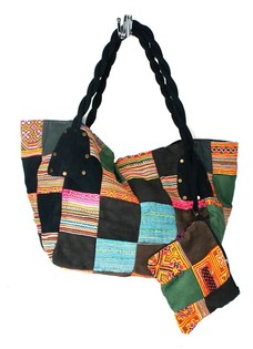 B-FAIR Patchwork-laukku, suuri, musta (1 kpl)